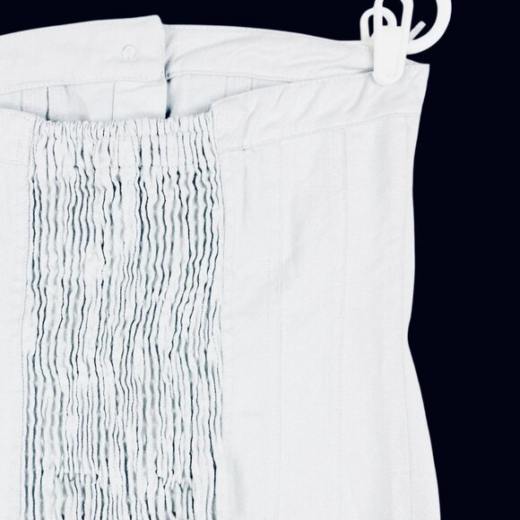 NWT Zara Womens Smoked Back Button Metallic Silver Denim Strapless Corset Size M - Picture 4 of 10